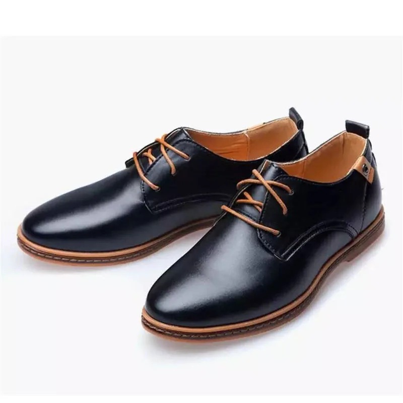 Мужские классические туфли с круглым носком размеры 38-48