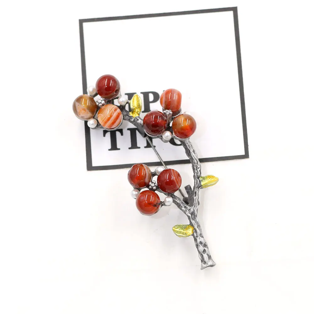 PULATU натуральный бисер цветок броши булавки для женщин модный винтажный камень