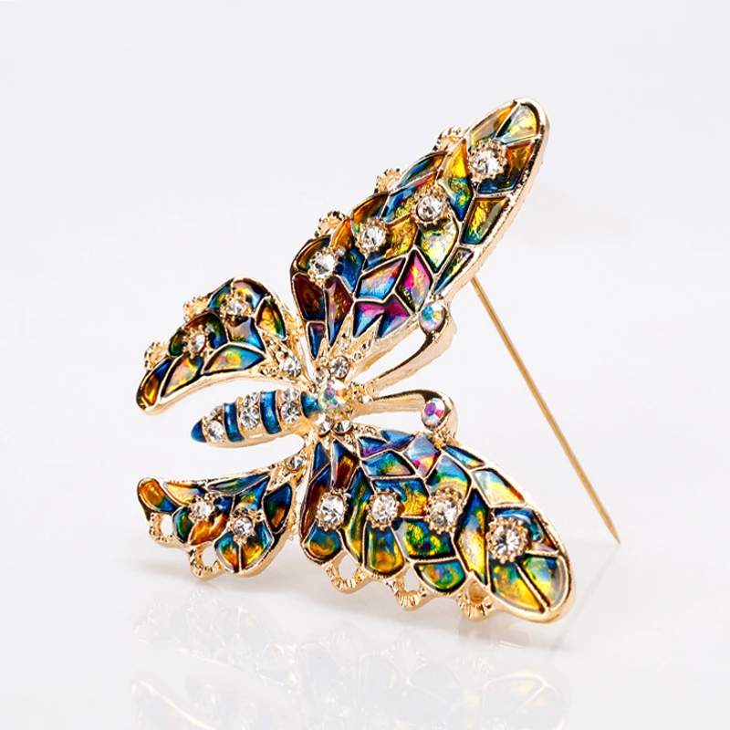 High Quality Simple Rhinestone Drop Oil Butterfly Brooch Wild Insects Pin Badge Scarf Buckle Ladies Fashion Decorations Gifts | Дом и сад