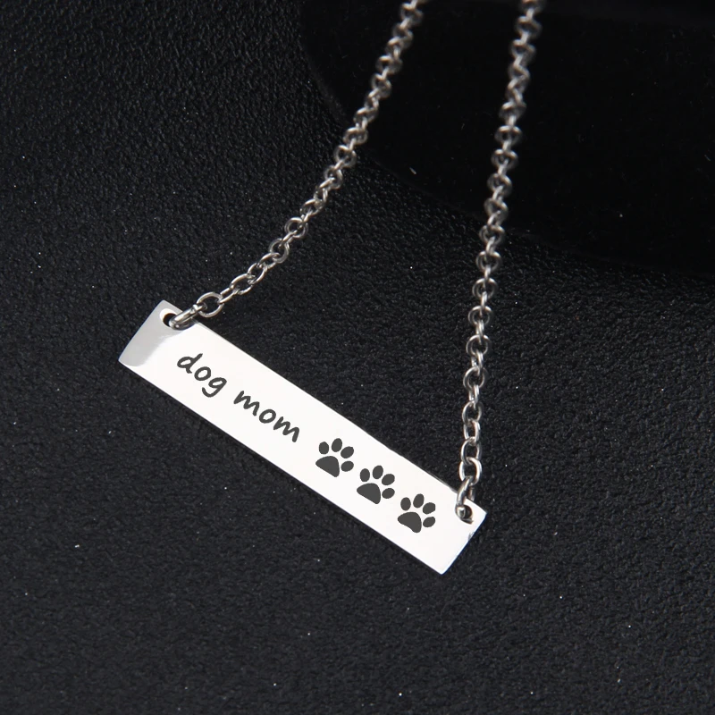 Зеркальное ожерелье с гравировкой собачья мама палка фигурка лапа для собаки бар