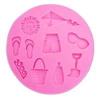 3d hot summer beach sun kite sea wave slipper glasses shorts silicone mold diy party cake decorating tools t0483