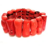 8 inches 12x30mm orange bar shaped coral branch beads wrap bracelet