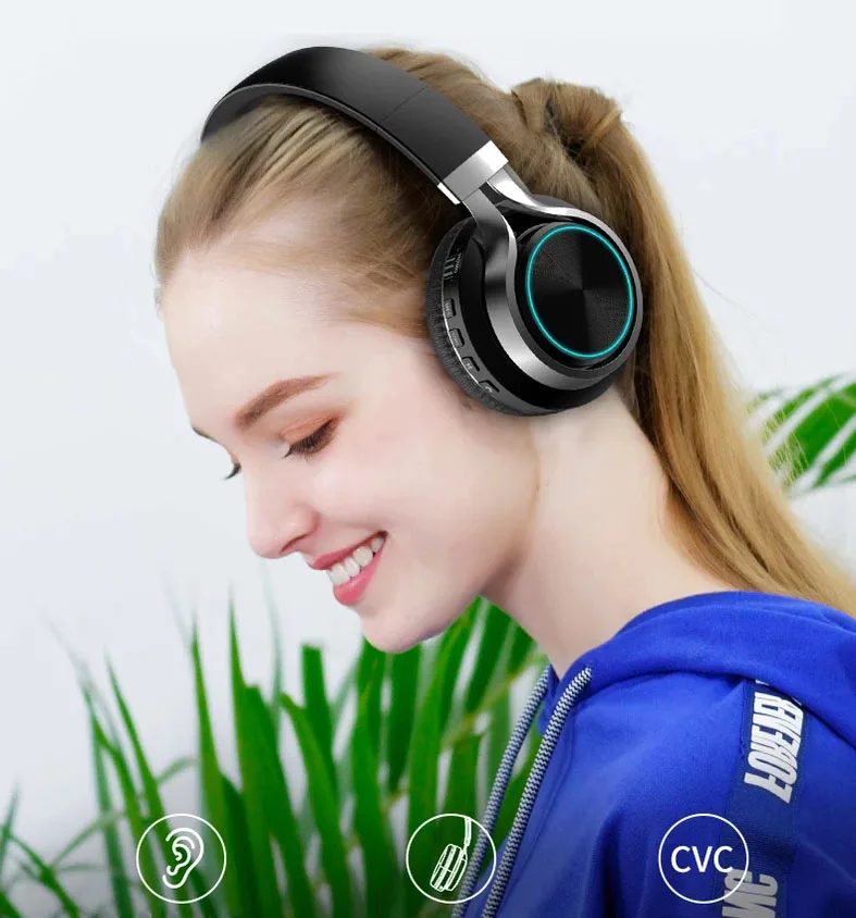 Светодиодный стерео с микрофоном беспроводные Bluetooth наушники музыка Поддержка TF