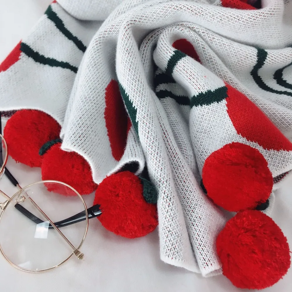 Фабричная продажа вязаное одеяло шарик в виде клубники маленькое шаль для