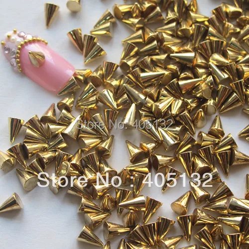 Фотообои 200 дюйма диаметром 4*6 мм Золотой пластиковый шип украшение для ногтевого