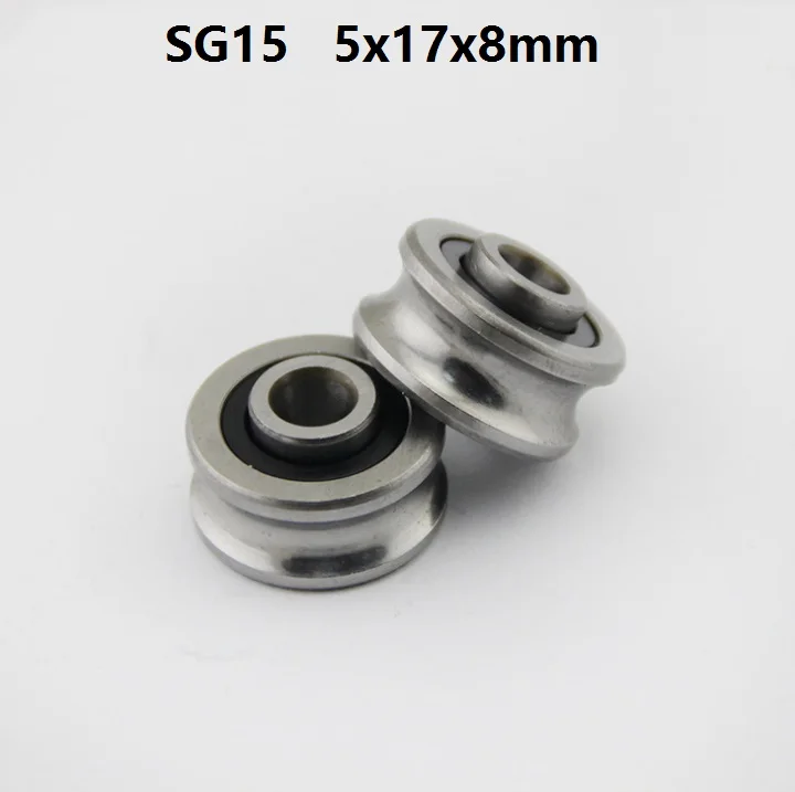 100pcs/lot SG15 5x17x8 mm U groove roller bearing wheel pulley ball guide track embroidery machine | Строительство и ремонт
