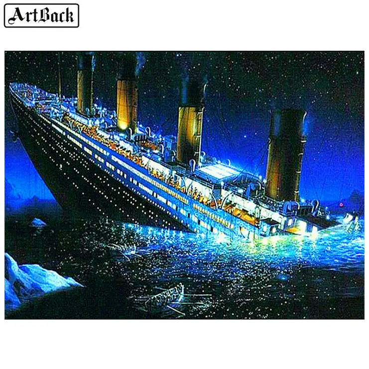 ARTBACK 8 шт полный квадрат 5d Сделай Сам Алмазная Картина корабль значок Титаник