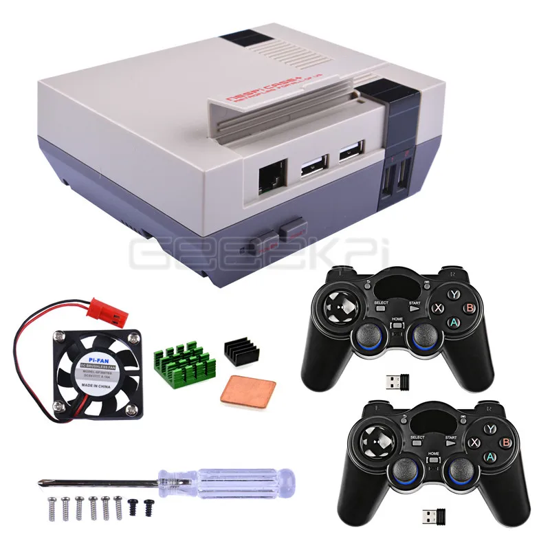 GeeekPi NESPi чехол+ плюс Retroflag комплект с вентилятором+ Дополнительные SNES/Turbo/2,4G беспроводные игровые контроллеры для Raspberry Pi 3 B+/3/2B - Цвет: with 2.4GHz Controls