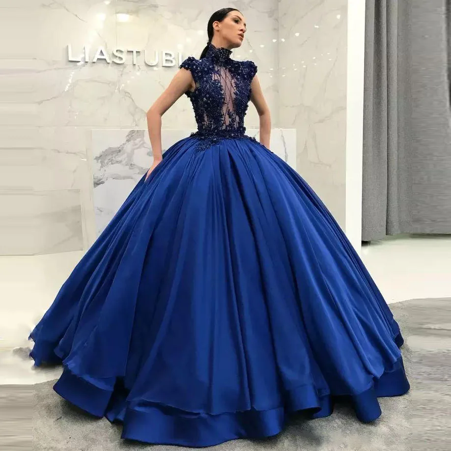 Элегантные Выпускные платья с высоким воротом 2019 кружевное платье аппликацией и