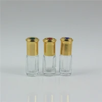 3ml 6ml 12ml octagonal thick glass roll on essential oil empty perfume bottle with gold lid wholesale