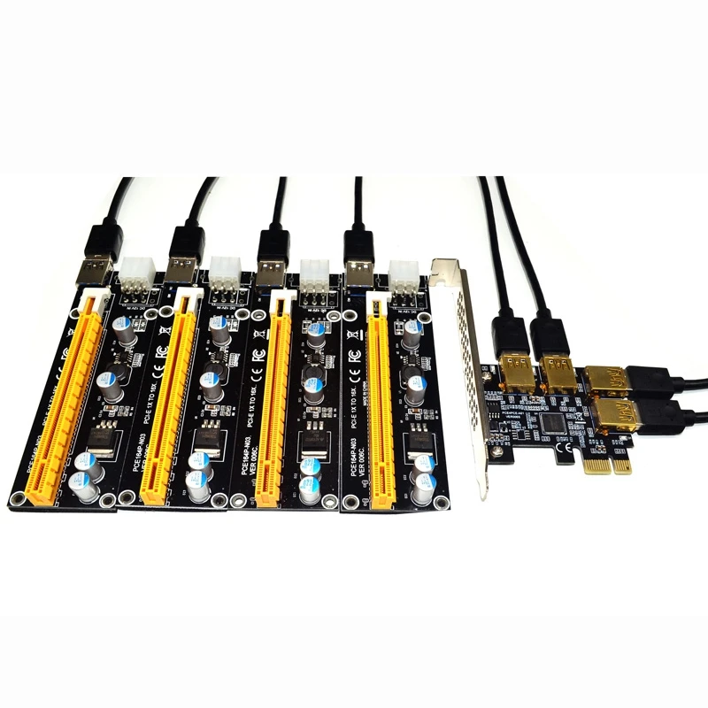 Новый 4 порта кабель соединитель плата адаптера PCI E 1x до USB 3 0 Rabbet GPU Riser удлинитель