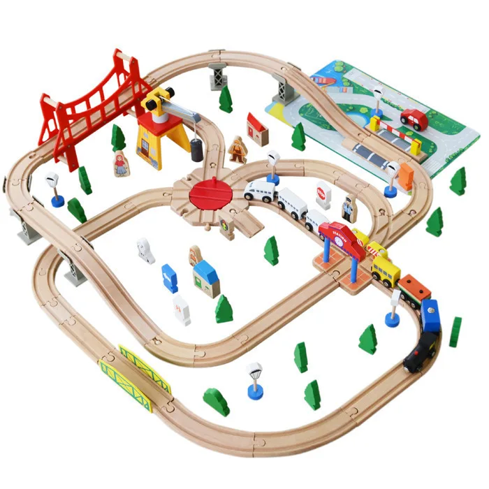 100 шт./лот деревянный поезд переключатель трек набор с круговым поворотным