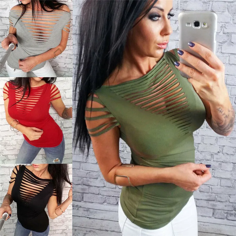 Женская футболка с вырезом летняя повседневная коротким рукавом | одежда