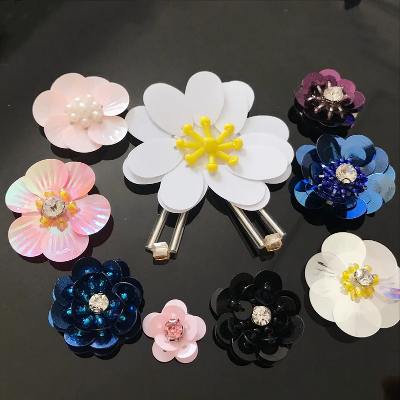 Нашивки с блестками вышитые бисером тканевые цветы аксессуары для одежды