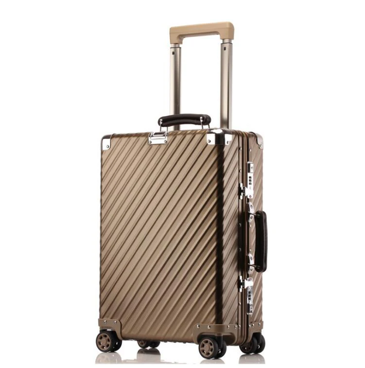 Titanium gold Travel tale 2" 24" 2" 29" Спиннер Алюминиевый Дорожный Алюминиевый Чемодан для путешествий багаж чемодан на колесах с колесами - Цвет: Titanium gold