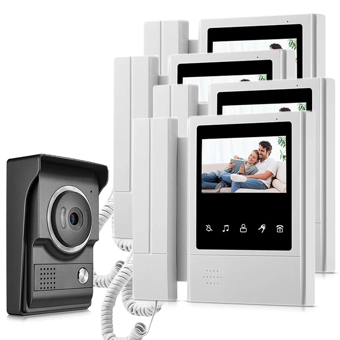 DIYSECUR 4,3 дюймов видеодомофон видео домофон 700TV линия ИК ночного видения HD камера для дома и офиса Заводская Новинка - Цвет: 1V4