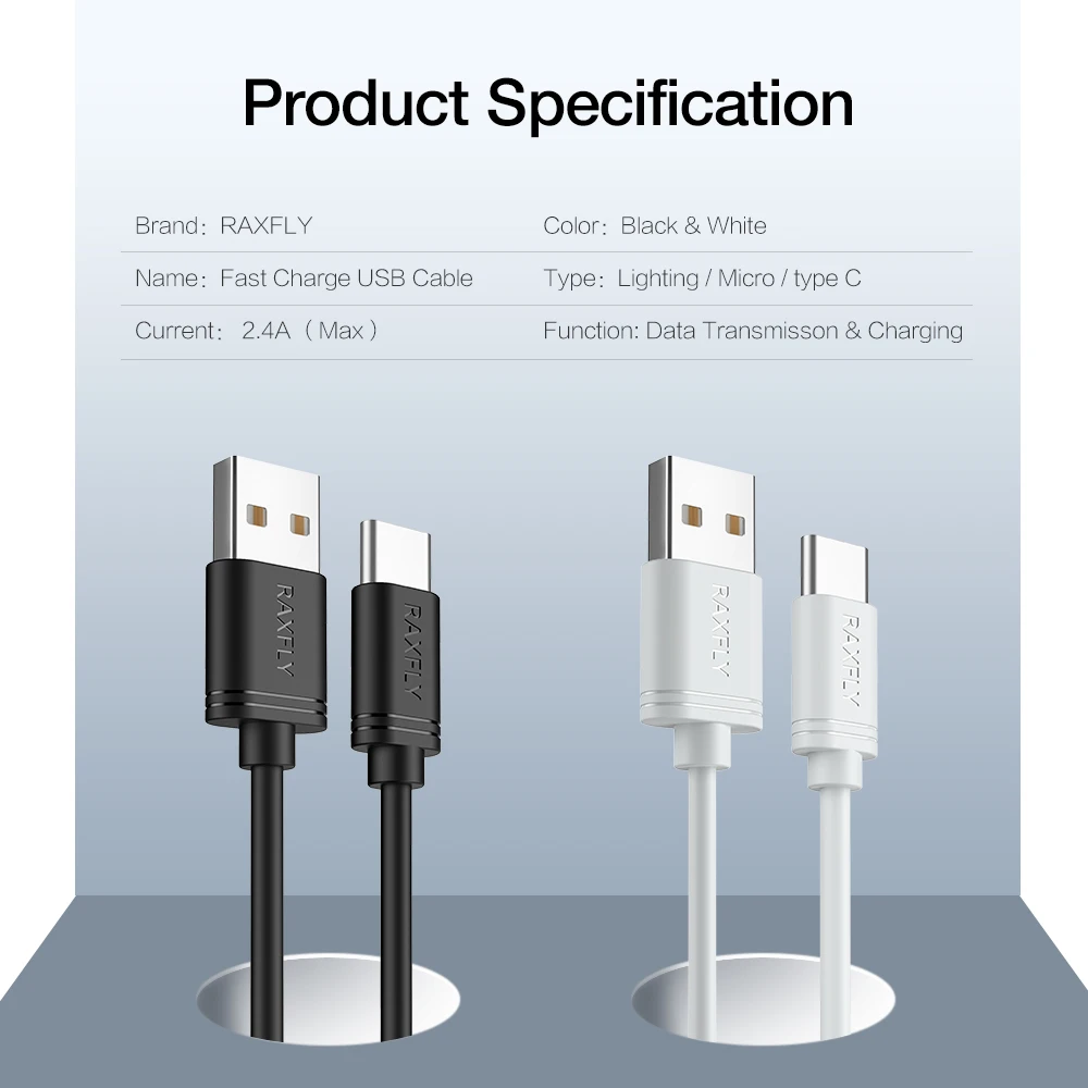 USB кабель raxfly Type C для Samsung Galaxy S9 S8 Plus Note10 2.4A быстрой зарядки передачи данных One 6 5 t