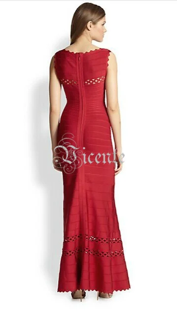 Лидер продаж Элегантное платье без рукавов с зубчатым краем длинное Бандажное