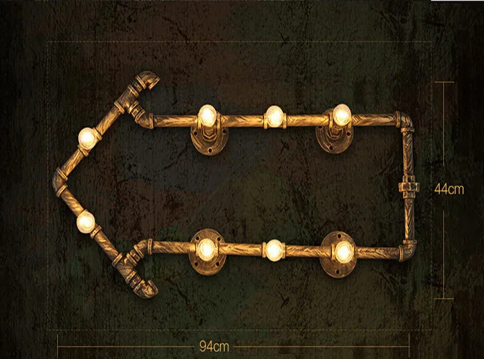 Ретро промышленная настенная лампа железная водопроводная труба в форме стрелы