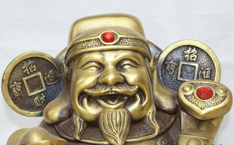 ZSR S5806 12 &quotКитайская латунь фэн шуй Ru Yi dragon Cai Shen Mammon для денег статуя богатства