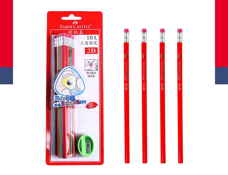 Faber Castell 1322 зажима треугольные записи карандаши HB 2B и точилка Винтаж Деревянный