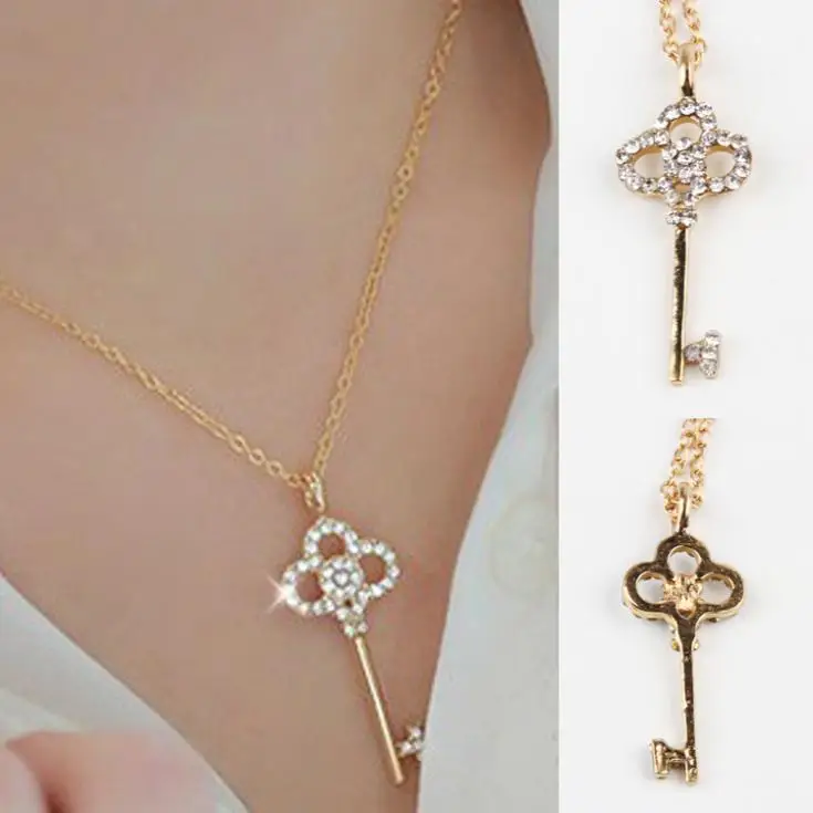 Длинная полоса ключ хрустальные подвески ожерелья ювелирные изделия collier femme