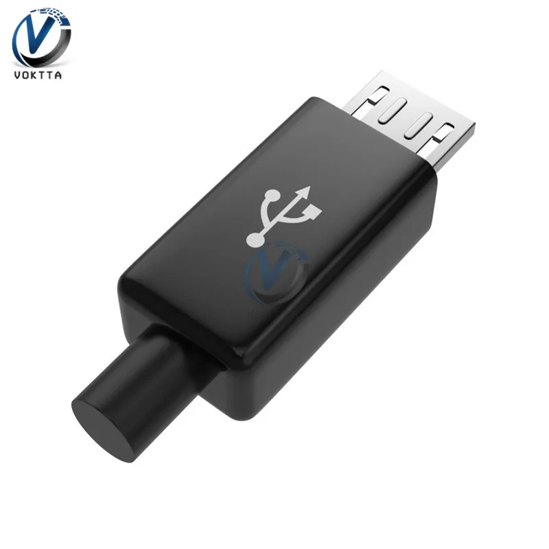 10 шт. Micro USB штекер разъем DIY комплект с чехлами черный Мини сварочный Тип