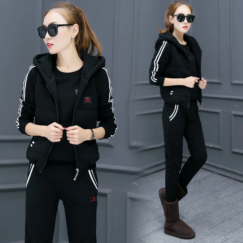

Casual 3 Piece Set Tracksuit Women Clothes new 2019 autumn and Winter fashion Ladies Thicken Sweat Suits tracksuit women