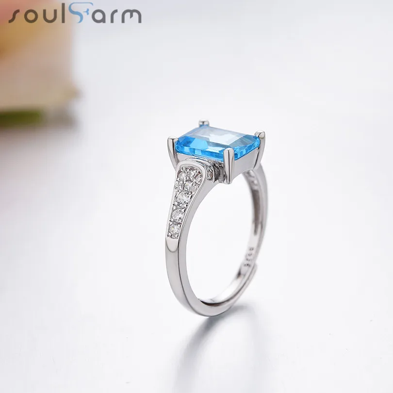 2.8ct Природный Голубой топаз свадебное Кольца или Для женщин 925