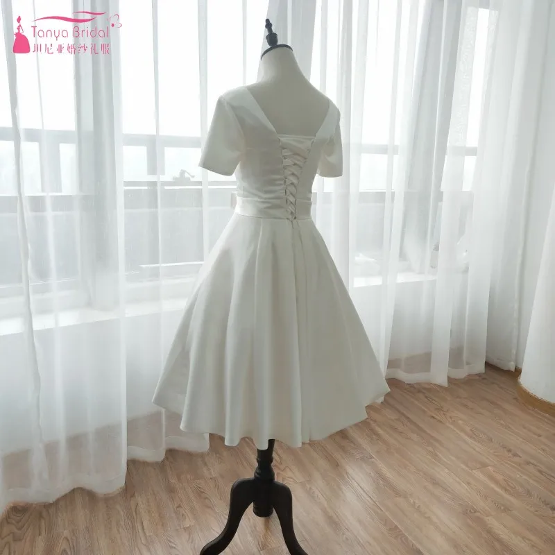 Платье с коротким рукавом для свадьбы 2018 винтажное Бальное До Колена 1950S простой