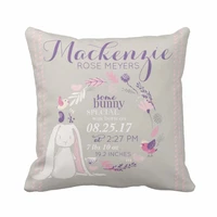 custom some bunny special nursery keepsake baby birth stats throw pillow cover polyester cotton cushion cover home decorative
