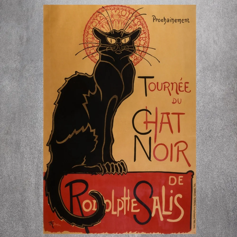 Chat Noir Cat хит продаж винтажные Ретро постеры и принты украшение для дома 4 размера