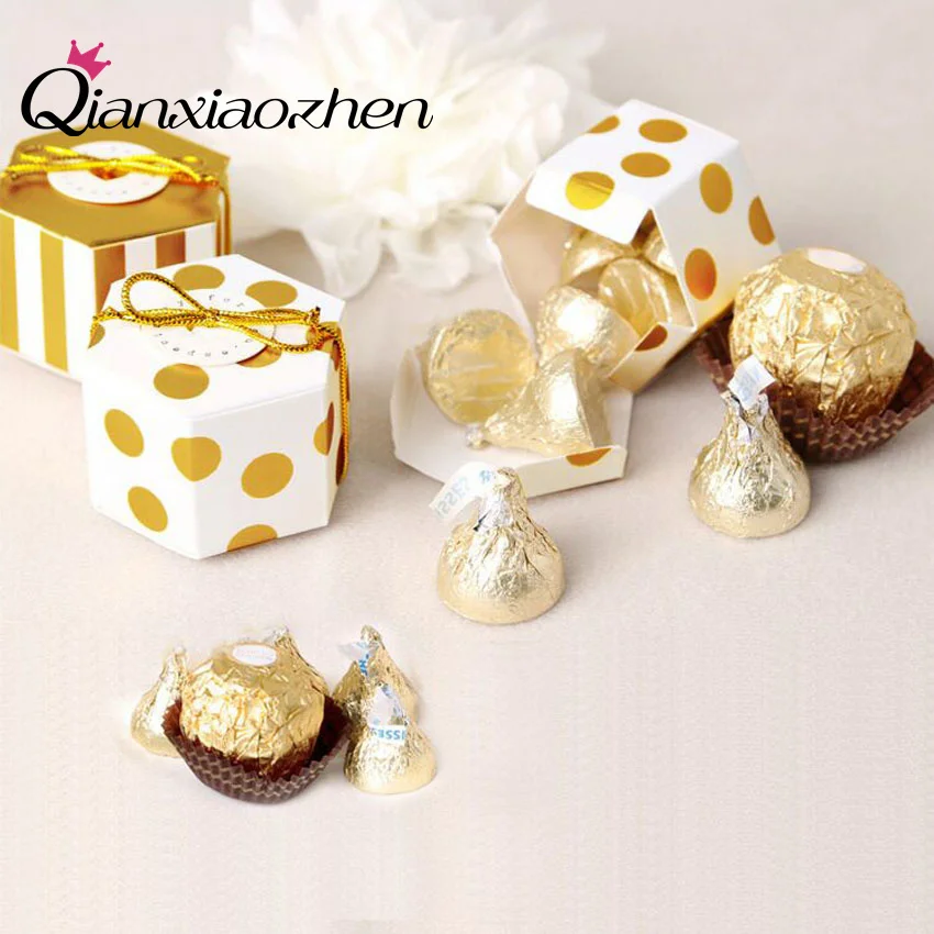 

Qianxiaozhen 50pcs Hexagon Box Wedding Candy Boxes Favor Boxes Wedding Favors And Gifts Event & Party Supplies
