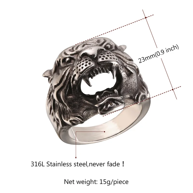 Мужские кольца Collare в стиле ретро с тигром золотого цвета панк-рок мужские
