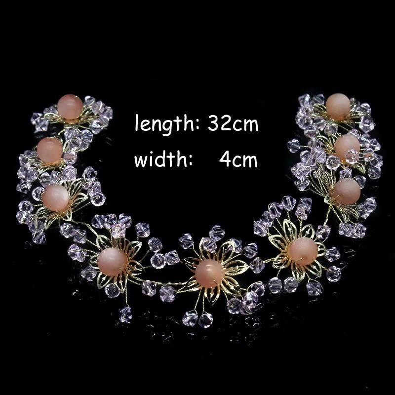 Ручной работы невесты головной убор цветок розовый со стразами свадебный волос