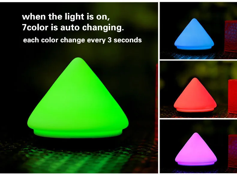 Премиум 7 видов цветов Пирамида LED USB дети животное ночник силиконовый мягкий