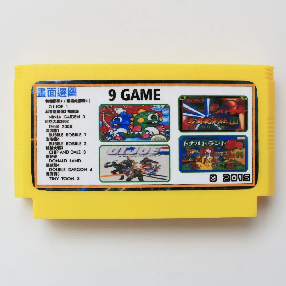 

9 in 1 Big Yellow 8 bit 60 pins Game Card