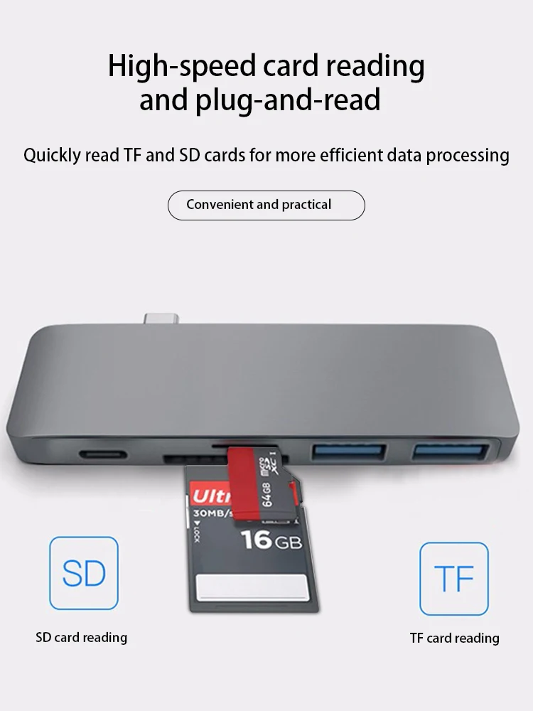 USB type c к USB3.0 3 в 1 usb концентратор PD Быстрая зарядка 3A 60 Вт USB3.1 TF SD карта для Macbook Lenovo