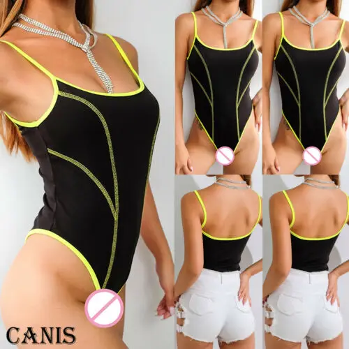 Стильный хит продаж Женский Повседневный флуоресцентный боди на бретельках