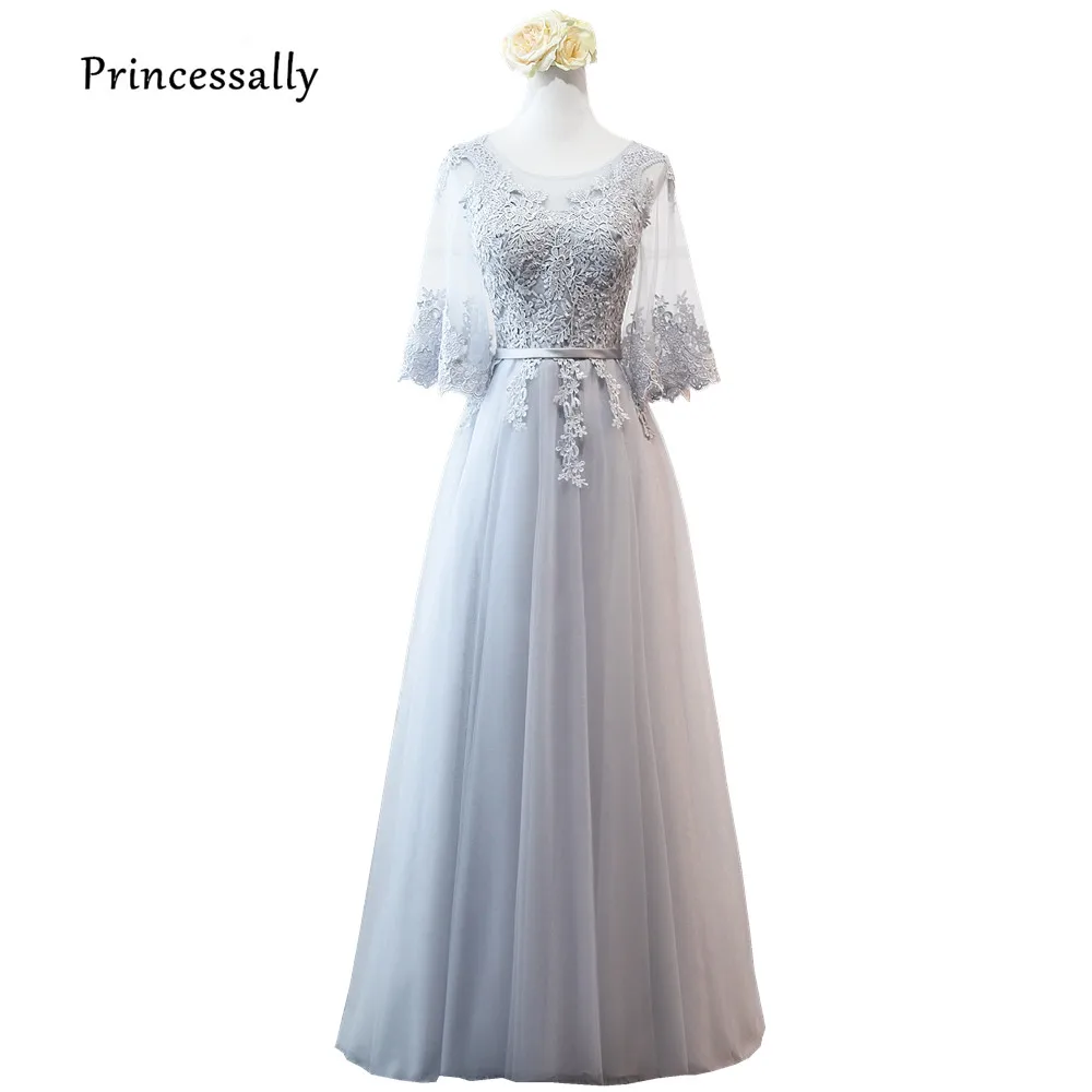 Robe De Soriee, новинка, серое кружевное вечернее платье, длинное, с рукавом-бабочкой, с аппликацией, винтажное, вечернее платье, вечерние платья для женщин