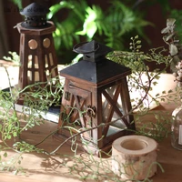 tapered handcrafted wood metal shabby chic small candle lantern