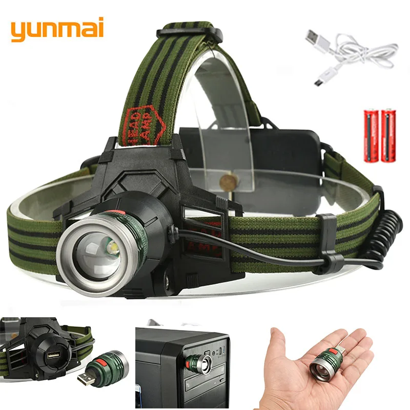 Армейский зеленый Тактический налобный фонарь светодиодный свет для ноутбука USB