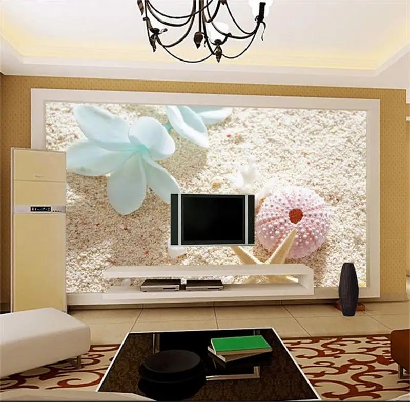Пользовательские 3d фото обои для гостиной Фреска пляж ракушки раковины пейзаж