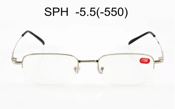 C1 (-5.5) SPH-1-1,5-2-2,5-3-3,5-4-4,5-5-5,5-6 мужские очки для близорукости из сплава с полуоправой для близоруких очков диоптрий UF24 - Цвет оправы: C1 (-5.5)