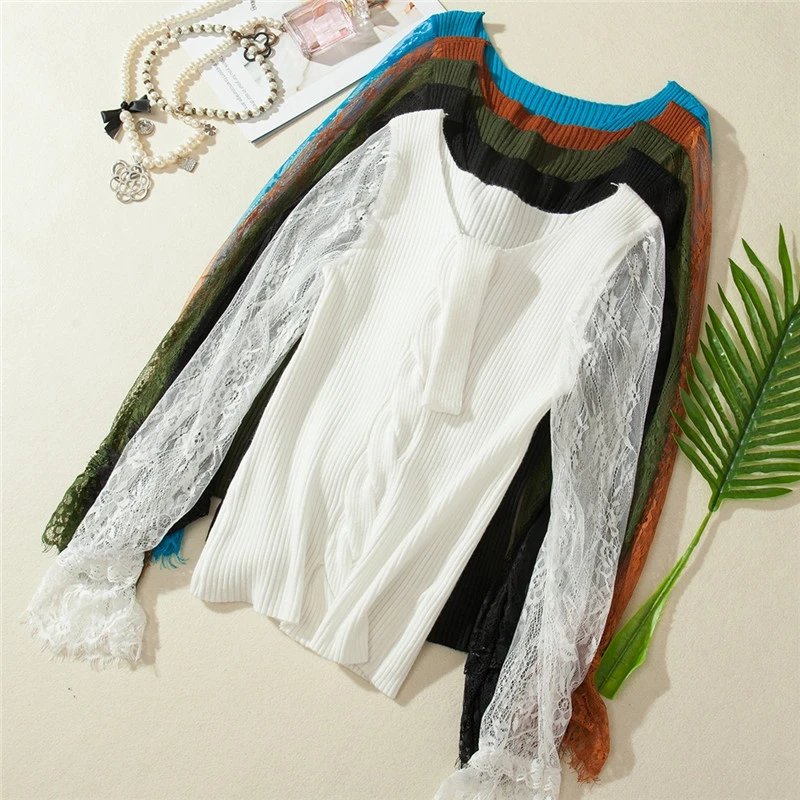 2018 New Designer Women Knitted Sweater Spring Autumn Brand Ladies Pullovers Hollolw Out Sweaters Femme Slim Halter Tops Lace | Женская