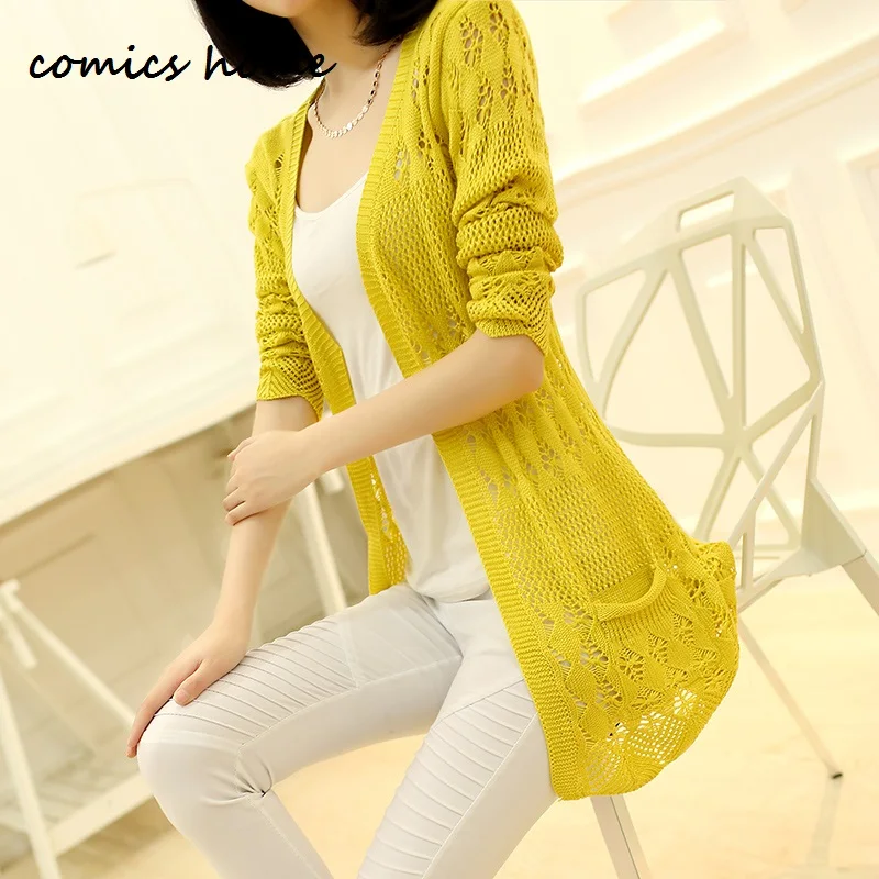 Новинка 2016 весна осень мода женский корейский жакет свитера пальто цвет длинный