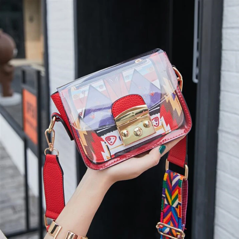 Новинка 2 шт. прозрачные женские сумки через плечо из ПВХ желейные конфеты летняя