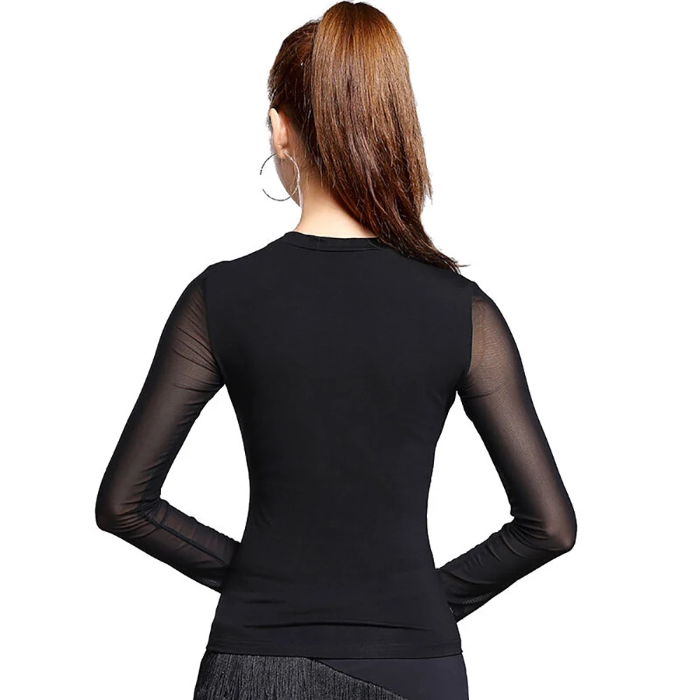 Новинка 2020 топ для латинских танцев женская шелковая рубашка с длинным рукавом