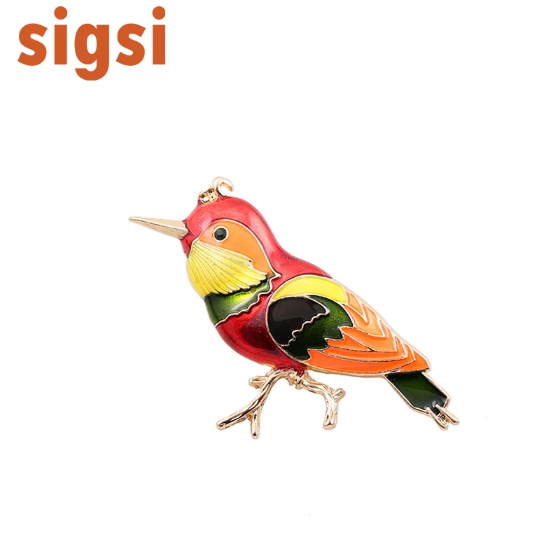 

100pcs/ Fashion Jewelry Chic Charming Colorful Enamel Sparrow Bird Animal Brooches Pins for Women Banquet Decoration Pin Brooch
