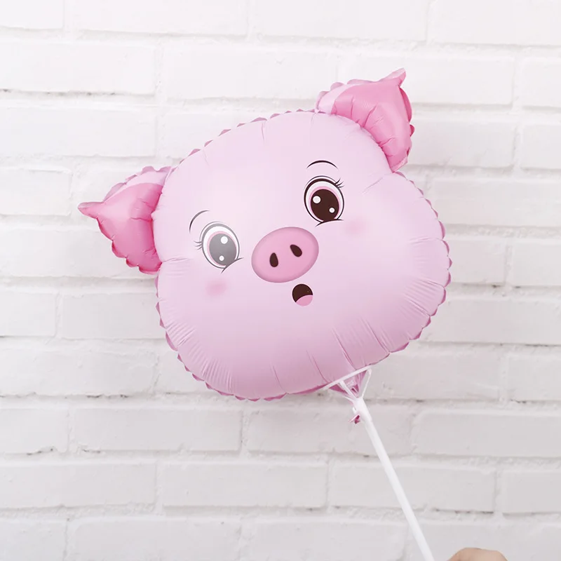 Foil pig x5pcs 5 шт. животных панда кролик обезьяна ручной воздушный шар с палкой День Рождения украшения Дети подарок игрушечные лошадки для детей сувениры - Цвет: Foil pig x5pcs